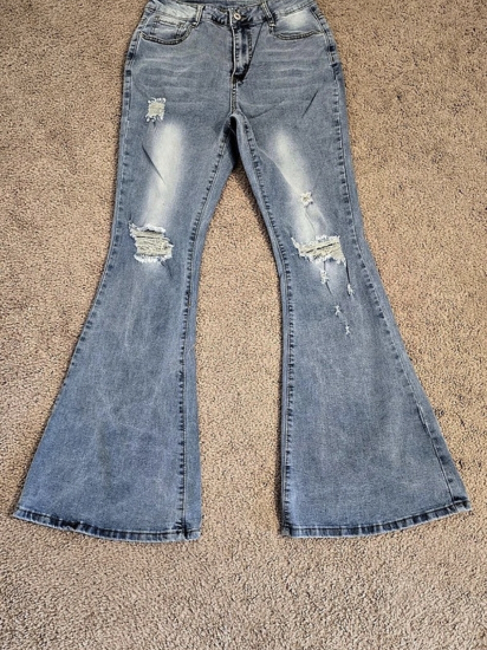 SHEIN High Waist Flare Jeans in Blue Size Large